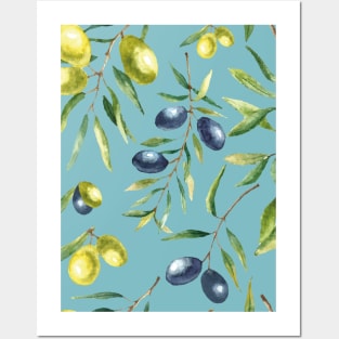 Olives - Mediterranean pattern Posters and Art